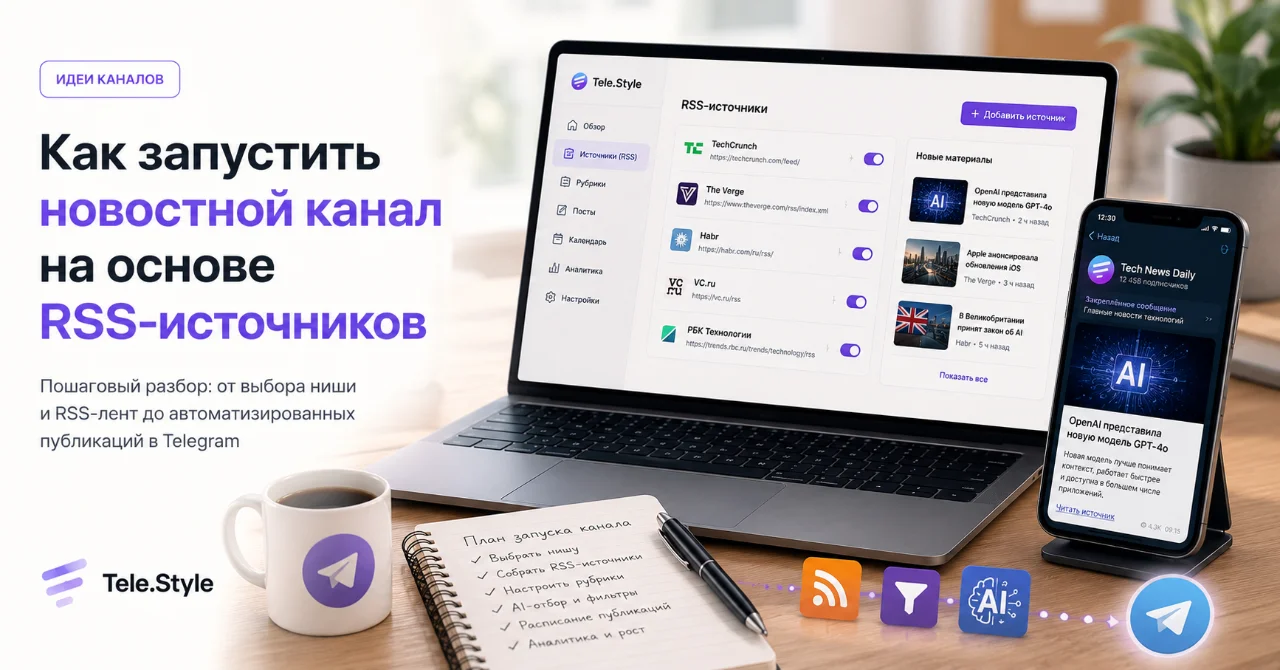 Как запустить новостной Telegram-канал на основе RSS-источников